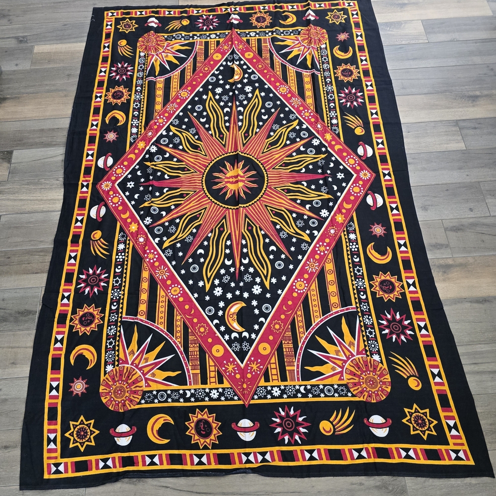 Vibrant Sun and Moon Tapestry